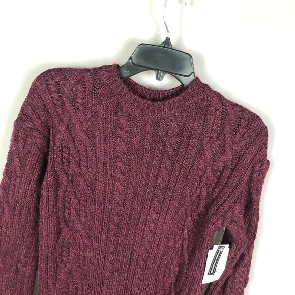 BP Burgundy Stem Red Crewneck Cable Knit Sweater Dress Size XS - Picture 3 of 8